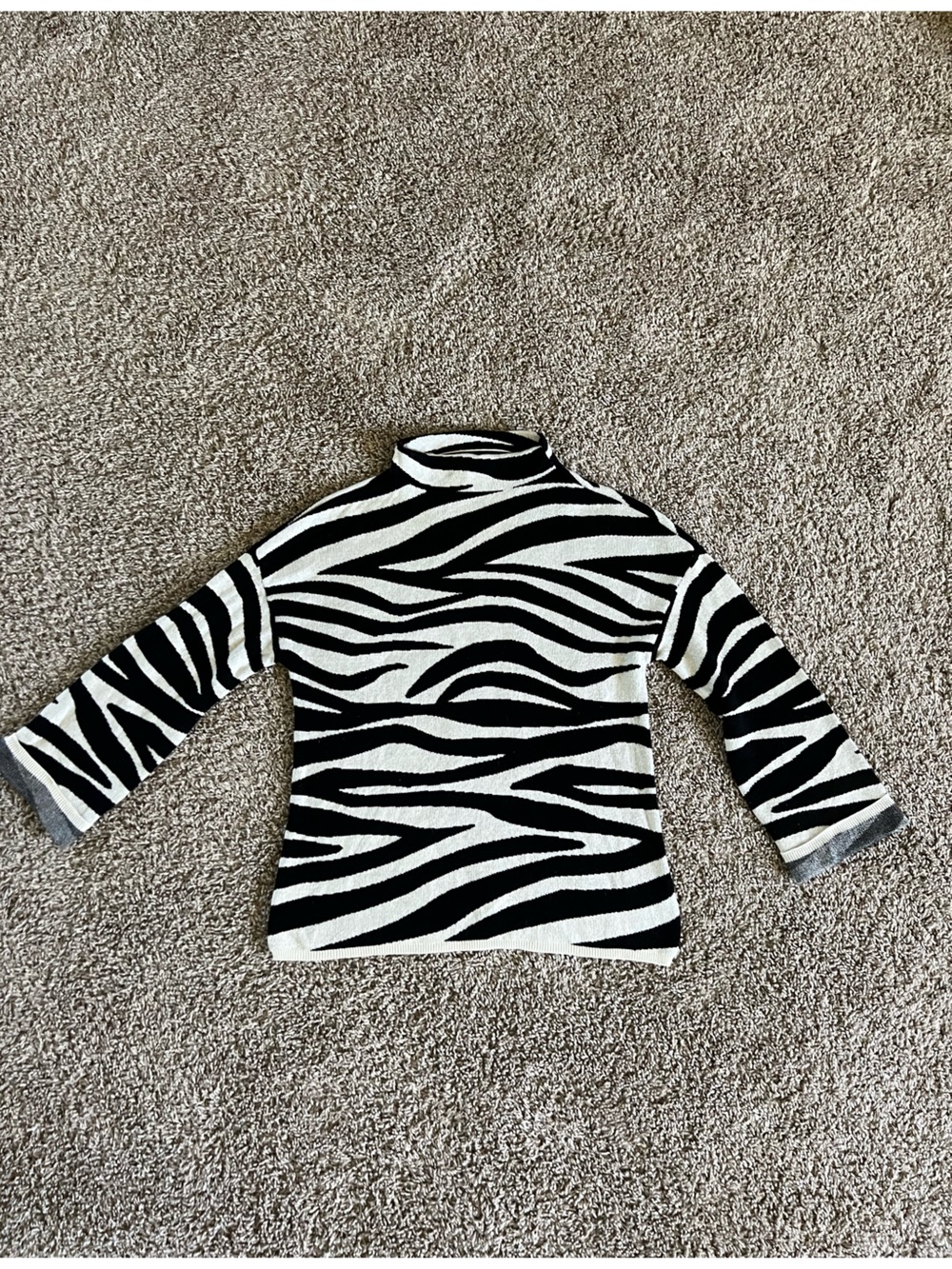 Women's Black & White Zebra Turtleneck Sweater